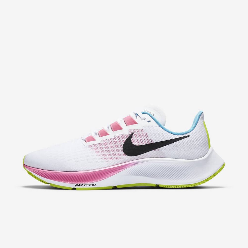 Chaussure De Running Nike Air Zoom Pegasus 37 Blanche 0581-347 White/Pink Glow/Volt/Black Femme | TIY-33297200